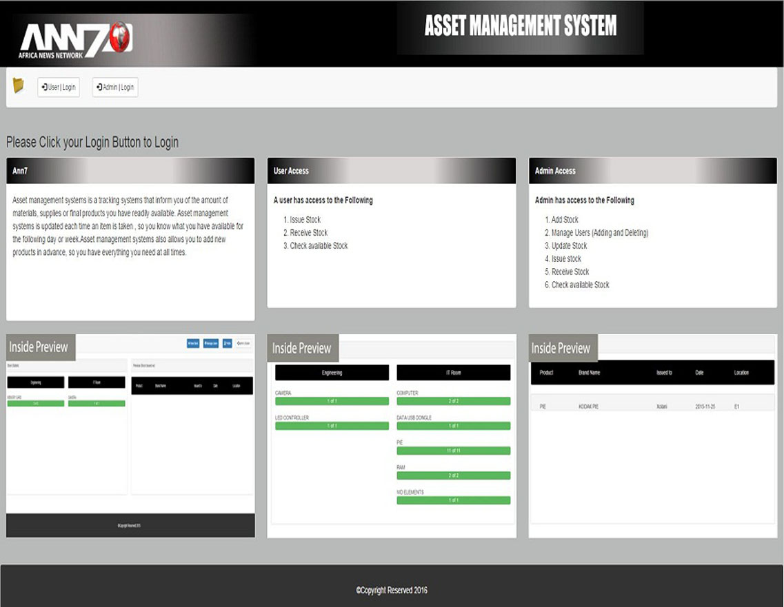 inventory system for stock management.